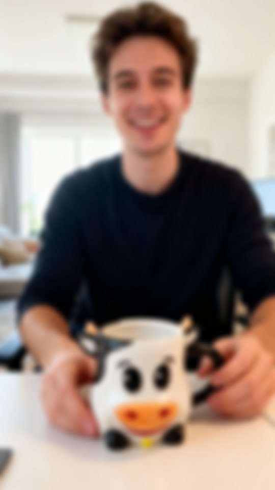 Creator holding a product, talking to camera